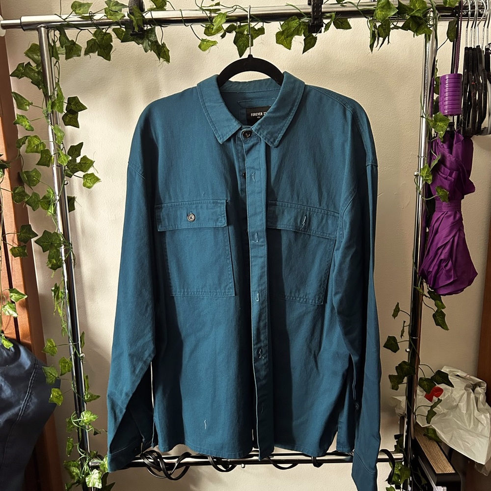 Heavy feel Turquoise Upscaled Utility type Semi Formal Button Down Cover/ Shirt